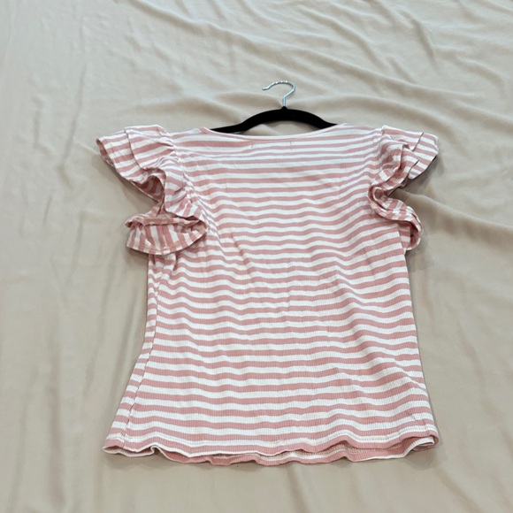Pink and White Ruffle Sleeve Top - Picture 2 of 2